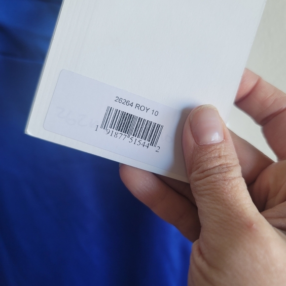 Ieena for Mac Duggal, Plunging Faux Wrap Sleeveless Evening Gown, Royal. Size 10 - Picture 13 of 14